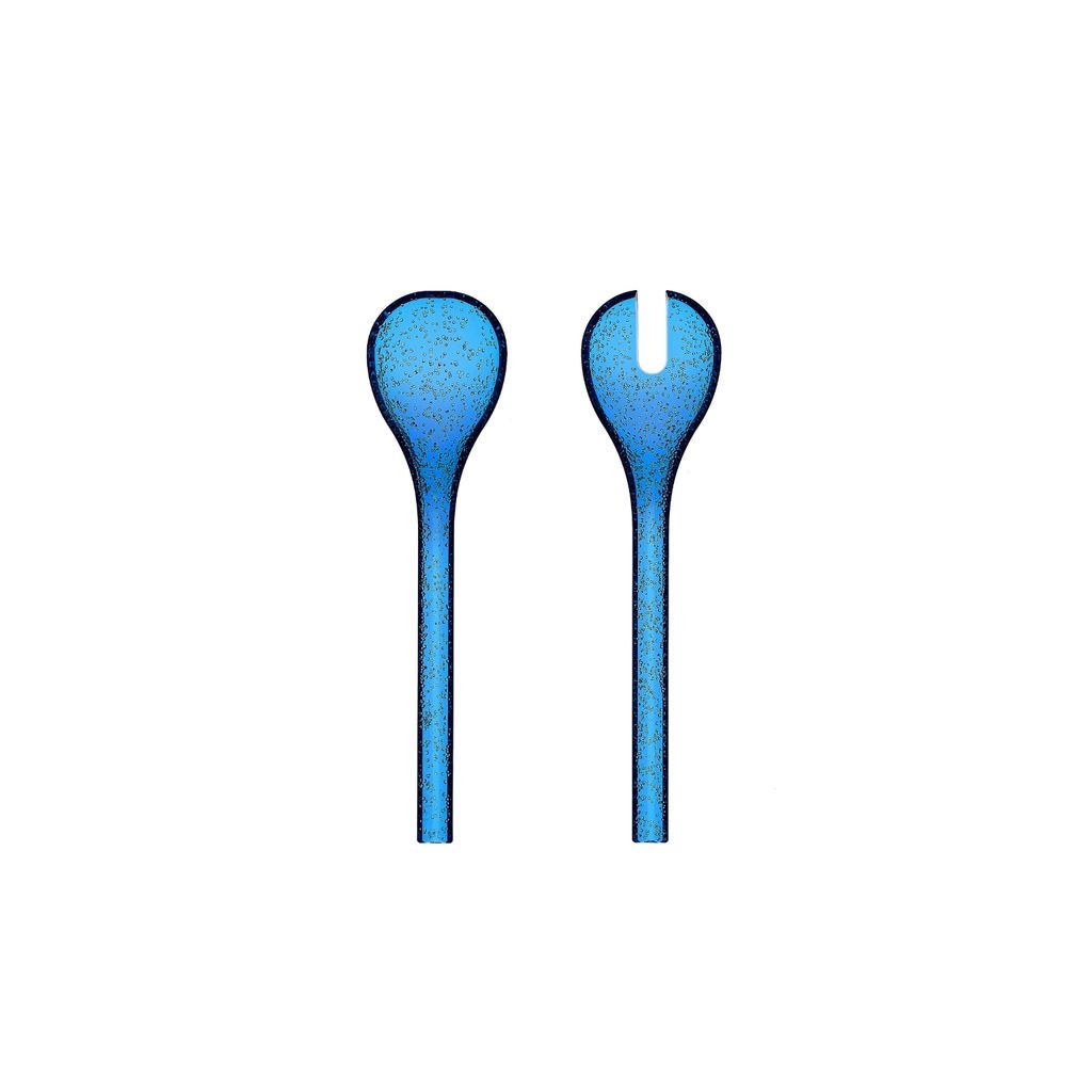 Zani Serafino Juego de Cuberterías para Ensalada Salad Server Me Synth Metacrilato Deep Blue