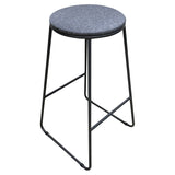 Taburete Dimo Colby Asiento Redondo en Tela Gris Patas Grises