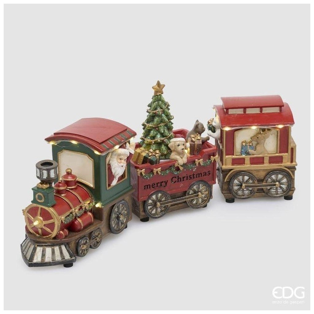 EDG Enzo De Gasperi Treno Babbo Natale con Musica e LED H15x37 cm – Decorazione Natalizia Luminosa