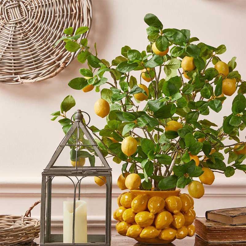 EDG Enzo De Gasperi Jarrón Chakra Limones H 19 Cm D 28 Cm 36 Frutos Amarillo