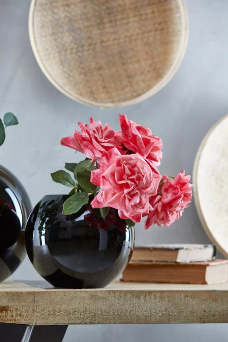 EDG Enzo De Gasperi Jarrón Esfera H 20 Cm D 23 Cm Vidrio Esmerilado Negro