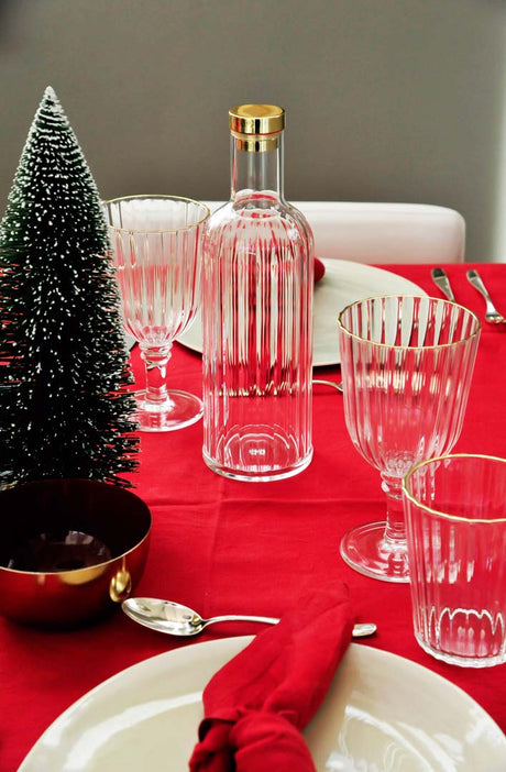 WD Lifestyle Botella de Acrílico Transparente Tapa Oro 1 L – Botella de Mesa Diseño Moderno