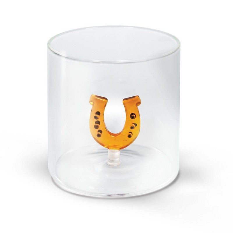WD LifeStyle Bicchiere Vetro Borosilicato Cc 250 ml Decoro Ferro di Cavallo