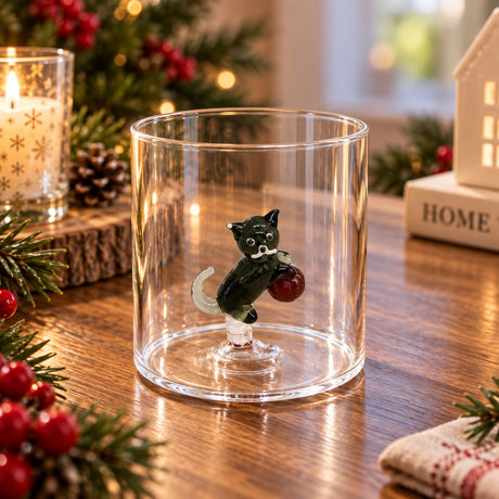 WD LifeStyle Vaso Cristal Borosilicato Cc 250 ml Decoración Gato
