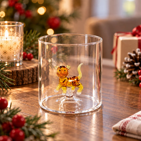 WD LifeStyle Vaso Vidrio Borosilicato Cc 250 ml Decoración Tigre