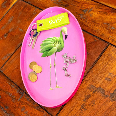 WD LifeStyle Bandeja Vaciabolsillos Ovalada Flamenco 28x17 cm – Bandeja Decorativa para Decoración