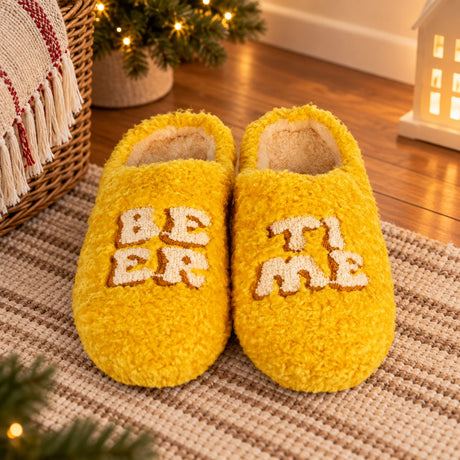 WD LifeStyle Pantuflas Beer Time Talla S/M – Pantuflas Divertidas para Casa