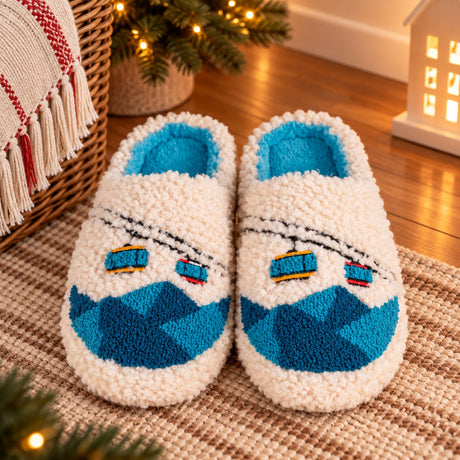 WD Lifestyle Pantuflas con Decoración Teleférico Talla S/M – Pantuflas de Invierno de Casa
