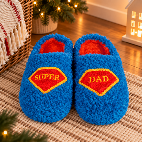 WD Lifestyle Pantuflas Super Dad Talla S/M – Pantuflas Divertidas para Casa