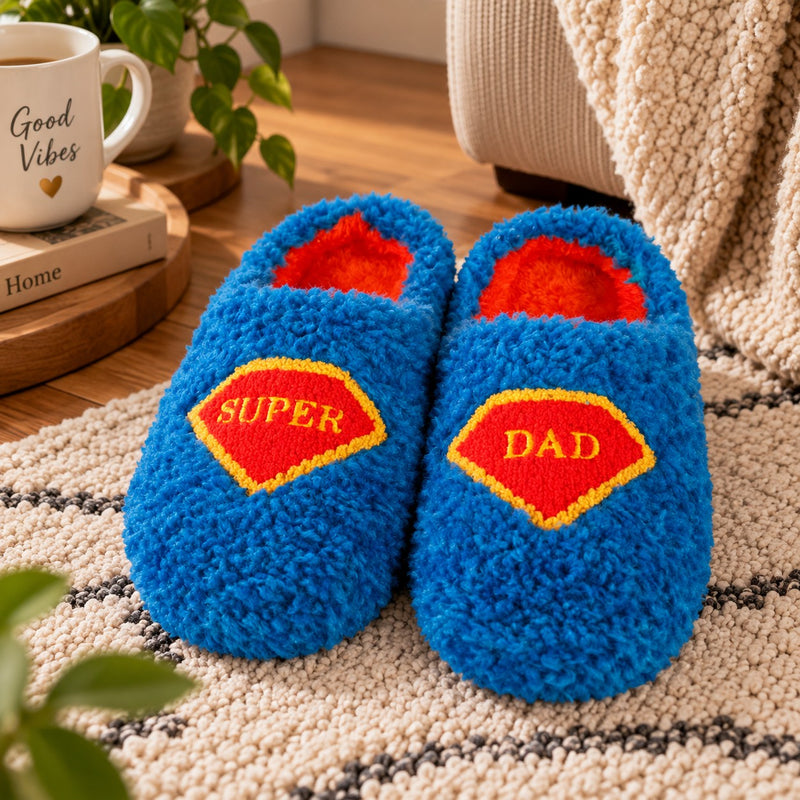 WD Lifestyle Pantofole Super Dad Taglia M/L – Pantofole Divertenti da Casa