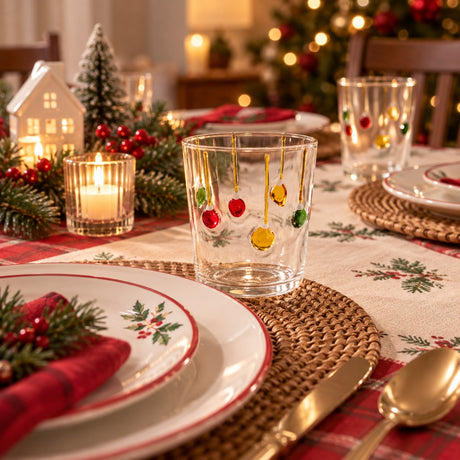 WD LifeStyle Bicchiere Vetro Borosilicato Cc 250 ml Decoro Palline Natale
