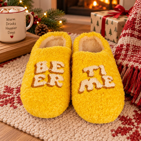 WD LifeStyle Pantuflas Beer Time Talla L/XL – Pantuflas Divertidas para Casa