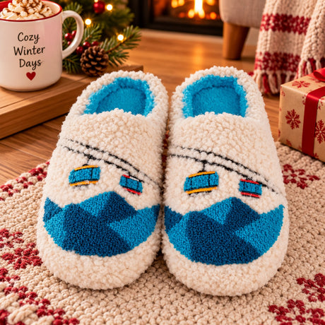 Pantuflas WD Lifestyle con Decoración Esquí Talla L/XL – Pantuflas Invernales de Casa