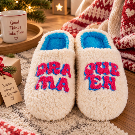 WD LifeStyle Zapatillas de Casa Drama Queen Talla L/XL – Idea de Regalo de Navidad