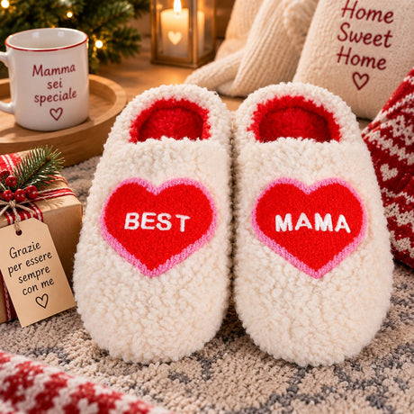 WD LifeStyle Pantuflas Best Mom Talla L/XL – Idea de Regalo Navideño para Mamá