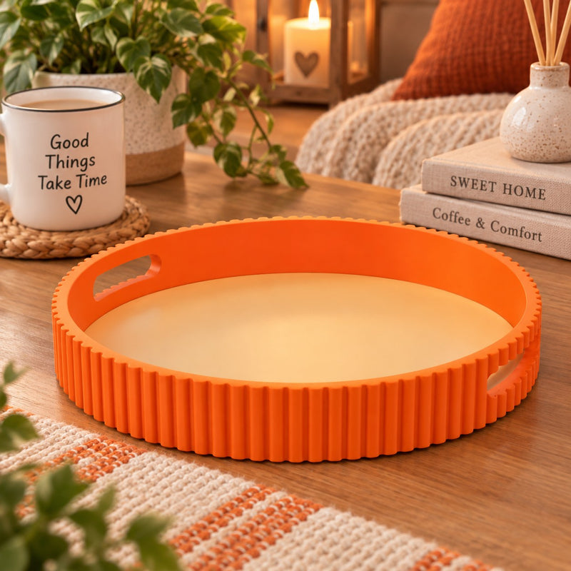 WD LifeStyle Vassoio Arancione in MDF D 30 Cm – Vassoio Decorativo per Casa e Tavola