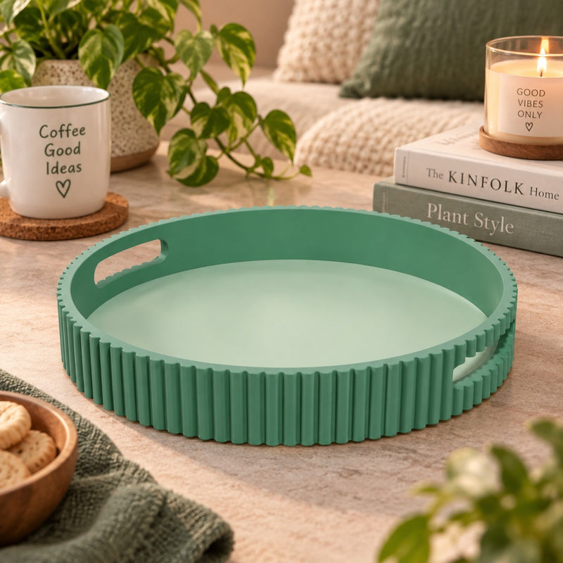 WD LifeStyle Vassoio Verde in MDF D 30 Cm – Vassoio Decorativo per Casa e Tavola