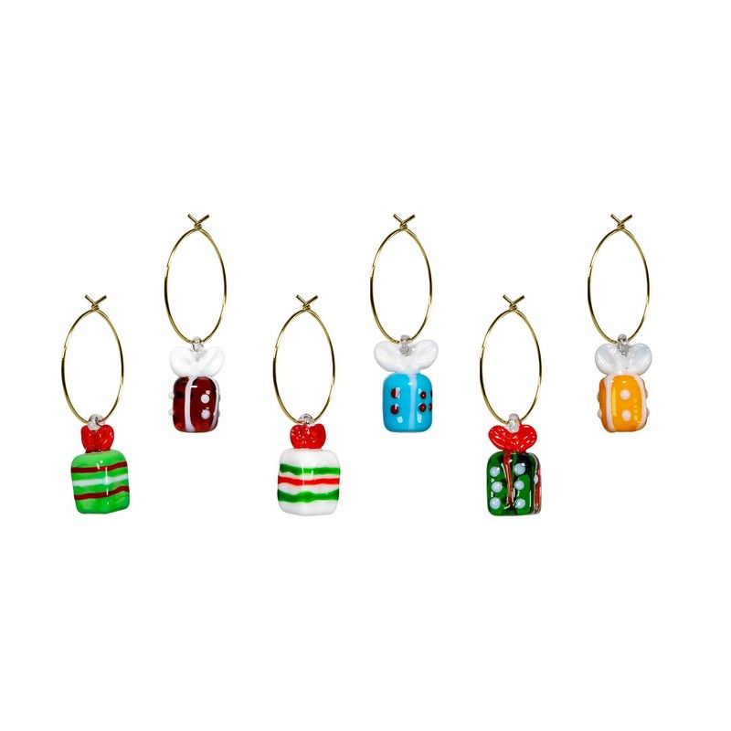 WD LifeStyle Set 6 Anellini Segnaposto in Vetro con Decoro Natalizio – Decorazione Tavola di Natale