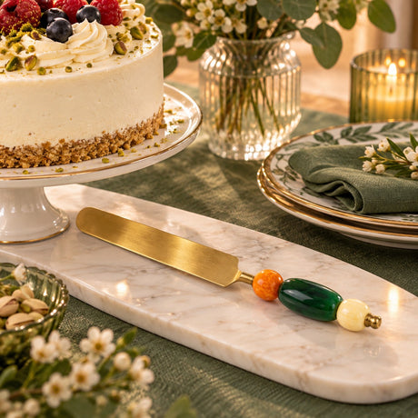 WD LifeStyle Cuchillo para Tartas Verde en Acero e Resina – Cubierto para Postres y Tartas