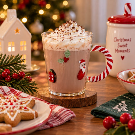 WD LifeStyle Vaso Papá Noel en Vidrio 425 ml – Vaso Navideño Idea Regalo
