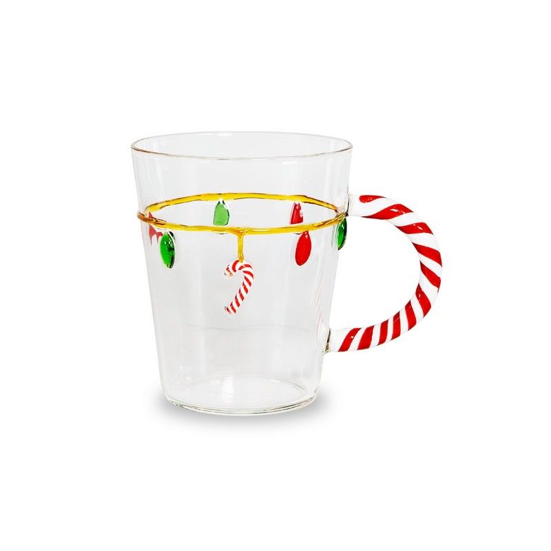 WD LifeStyle Tazza di Natale in Vetro 425 ml con Decoro Lucine – Tazza Natalizia Idea Regalo