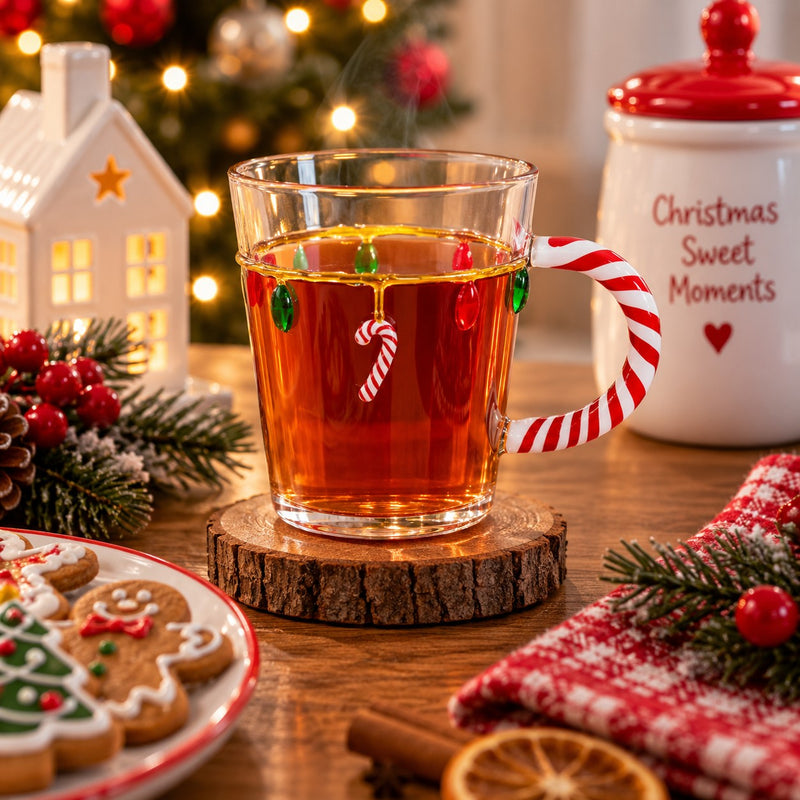 WD LifeStyle Tazza di Natale in Vetro 425 ml con Decoro Lucine – Tazza Natalizia Idea Regalo