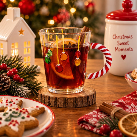 WD LifeStyle Vaso de Cristal Navideño 425 ml con Decoración Bolas – Vaso Navideño Idea de Regalo