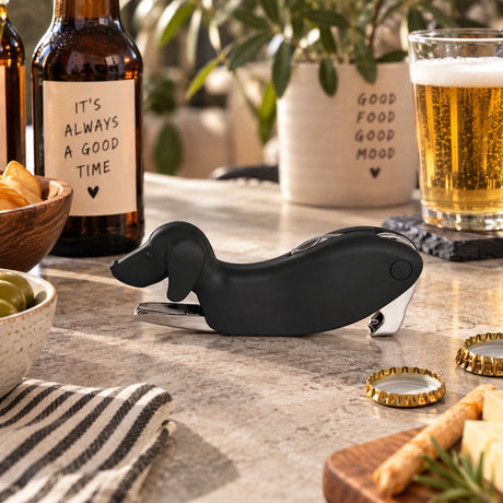 WD LifeStyle Abrebotellas Bassotto Negro – Accesorio Cocina Idea Regalo Original