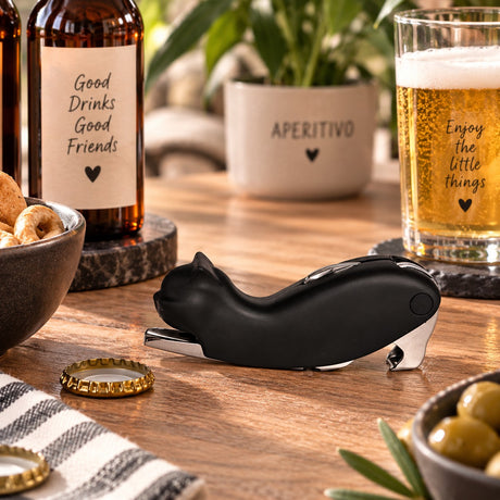 WD LifeStyle Abridor de Botellas Gato Negro – Accesorio de Cocina Original Idea de Regalo