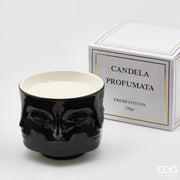 EDG Enzo De Gasperi Vela C/Vaso Facce H9 D11 B9 Algodón Negro