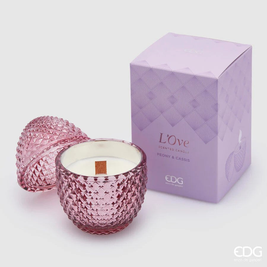 Vela EDG Enzo De Gasperi Forma de Huevo Perfumada H 12 Cm D 8 Cm Peony & Cassis